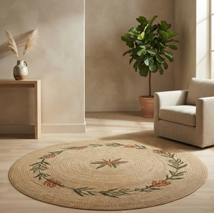 Tapis rond en jute 100% naturel fait à la main, tissé à la main, style bohème indien, lavable, résistant aux taches, écologique, tapis de sol, décoration intérieure - Product Image 4