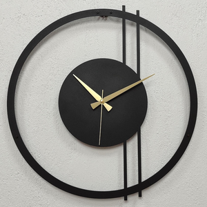 Horloge murale moderne en métal, design rond de grande taille, style géométrique minimaliste, horloge décorative contemporaine, décoration murale de luxe pour la maison - Product Image 5