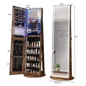 Organiseur de bijoux sur pied avec éclairage LED réglable pour vos objets précieux - Product Image 3