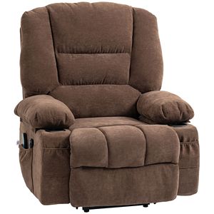 Poltrona Reclinabile Elettrica Marrone con Funzione di Sollevamento, Massaggio Vibrante, Riscaldamento, Montaggio Rapido, Tasche Laterali e Rivestimento Intelligente Rimovibile - Product Image 1