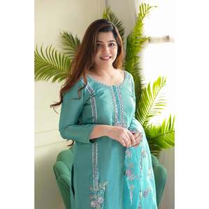 Conjunto de Traje de Fiesta de Chifón de Diseñador con Bordado de Hilo y Lentejuelas - Product Image 3