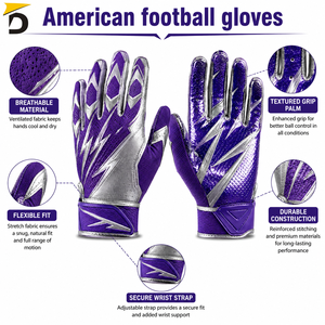 Gants de receveur de football conçus pour un ajustement confortable et une surface à haute adhérence pour aider les joueurs à maintenir un contrôle confiant du ballon - Product Image 6