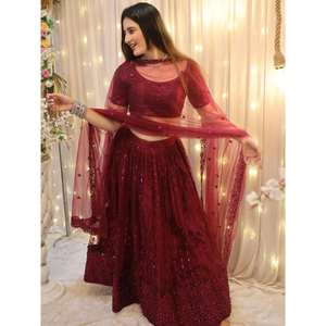 ชุดตาข่ายปักลายไวน์สุดสวยชุดต้อนรับ lehenga choli กับ dupatta - Product Image 6