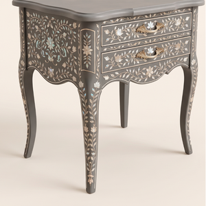 Mother of Pearl Inlay Accent <b>Bed</b> <b>Side</b> <b>Table</b> with 2 Drawers - Product Image 5
