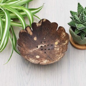 Coconut Shell Soap Dish Holder Leaf Shape Self Draining Tray for Soaps and <b>Bathroom</b> <b>Accessories</b> - Product Image 6