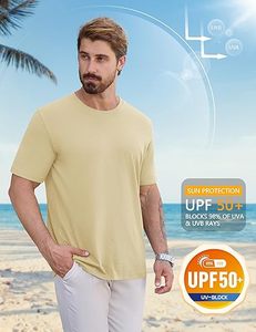 T-shirts pour hommes à manches courtes en coton UPF 50+, légers, respirants, rafraîchissants, décontractés, col rond, t-shirts basiques - Product Image 2