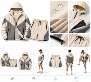 Conjunto de Chaqueta Cortavientos Ligera de Nailon y Pantalones Cortos para Hombre, Ropa Deportiva Personalizada para Actividades al Aire Libre, Secado Rápido - Product Image 6