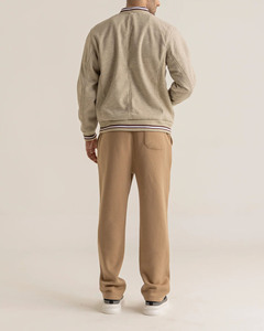 Mens Casual Varsity Bomber Jacket Sweatpants <b>Tracksuit</b> Set Premium Fleece Eco-Friendly Winter Athletic Streetwear Stand Front - Product Image 4