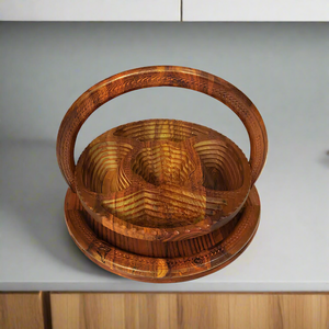 Cesta Plegable de Madera para Frutos Secos, Forma Redonda, Hecha a Mano, Cesta Decorativa para Servir y Almacenar Frutos Secos, Bocadillos y Cocina - Product Image 4