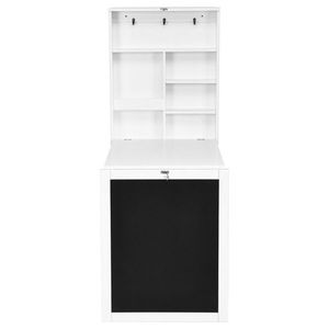 Scrivania per Computer Moderna in Legno, Convertibile e Montabile a Parete, con Design Pieghevole e Ripiano Portaoggetti - Product Image 3