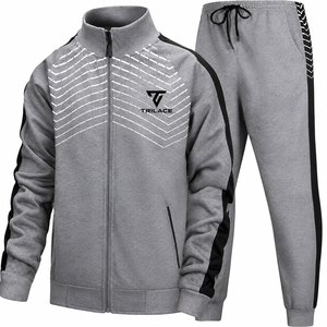 Survêtements d'hiver en molleton respirant imprimé uni, unisexe, avec logo personnalisé, ensemble deux pièces pour l'entraînement sportif et le jogging, vente en gros - Product Image 1