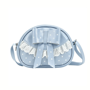 Bolso Bandolera Redondo con Lazo de Encaje y Puntos para Niñas, Color Macaron, Cierre de Cremallera, Material PU, Accesorio Elegante Infantil - Product Image 4