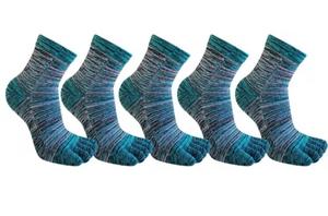 Chaussettes de sport montantes pour hommes à cinq doigts, rayées, en coton respirant, anti-odeur, tricotées, avec logo, pour l'été - Product Image 6