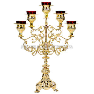 Candelabro Ortodoxo de 5 Luces |   Candelabro Tradicional para Altar de Iglesia - DOUBLE VEE EXPORTS - Product Image 2
