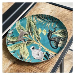Bandeja de Servir Redonda de Metal Esmaltado con Diseño de Jirafa de la Selva, Plato Decorativo Hecho a Mano, Decoración Tropical para el Hogar, Venta al por Mayor - Product Image 2