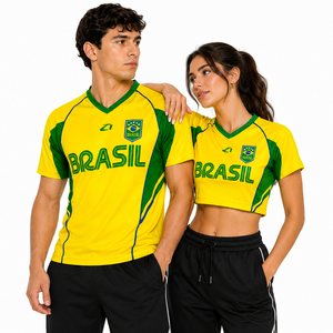 Maillot de football américain style Brésil personnalisé OEM, en polyester à séchage rapide, vente en gros, fabrication de maillots de football pour équipes - Product Image 5
