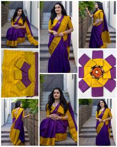 ชุดแต่งงานแบบดั้งเดิมของอินเดียใต้สีม่วงราชวงศ์สุดฮิตประจำปี 2026 สไตล์กันจิววารัม แบรนด์อันตราไลฟ์สไตล์ ผ้าไหมลิชิเนื้อนุ่ม - Product Image 5