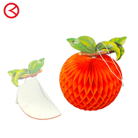 Décoration suspendue en papier mouchoir motif nid d'abeille orange, imprimée en quadrichromie 4 couleurs, pour fêtes, Thanksgiving, Halloween, Pâques, hauteur 23 cm