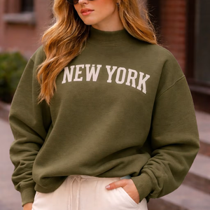 Custom Logo Women's Mockneck Embroidered Heat-Transfer Printed Fleece Winter Casual Breathable Quick Dry Sweatshirt Oversized - Product Image 1