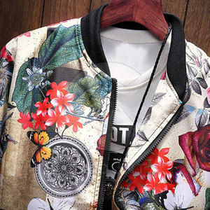 Stylish <b>Zip</b>-<b>Up</b> <b>Jacket</b> Printed Pattern Casual Lightweight Windbreaker Outerwear Trendy Layer for Daily Wear - Product Image 5