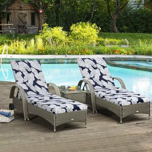 Set di 2 Cuscini per Chaise Longue da Interno/Esterno con Lacci, Cuscini per Sedie da Patio, Cuscini per Prato e Piscina - Product Image 3