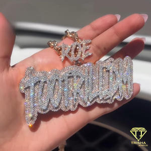 Bling Iced Out Custom Pendant Necklace Hip Hop Jewelry Personalized Letter Full Stone Luxury Streetwear Fashion - Product Image 4