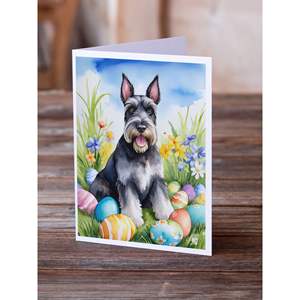 Whimsical A7 Size 5x7 Blank <b>Note</b> <b>Cards</b> Pack of 8 Easter Egg Hunt Schnauzer <b>Greeting</b> <b>Cards</b> with Envelopes - Product Image 2