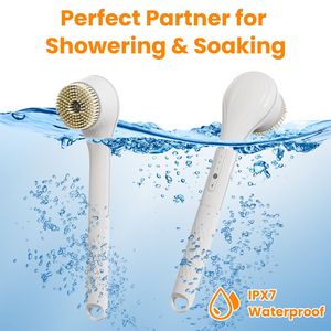 Spazzola Elettrica Ricaricabile per il Bagno con 6 Testine, 3 Modalità di Rotazione, Scrubber per il Corpo, Spazzola Massaggiante Rotante, Esfoliante Esteso - Product Image 5