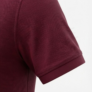 Polo à manches courtes pour homme, couleur bordeaux, 100% coton, tissu Oxford, respirant, coupe classique, design uni, style tissé - Product Image 6