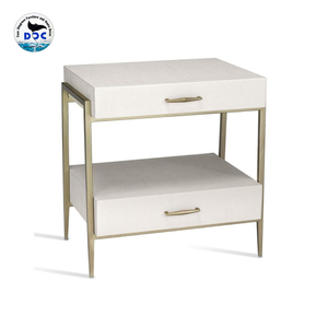 Modern Faux Shagreen Frame Convertible Extendable <b>Foldable</b> Bedroom Bedside Cabinet Two Adjustable Drawers Eco-Friendly Apartment - Product Image 2