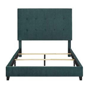 Lit plateforme capitonné en velours vert taille Queen de la collection Bridgevine Home Luxury Up-Holstered Beds - Product Image 5