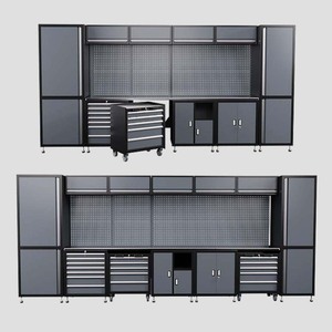 Conjunto de Gabinetes Modulares Metálicos para Herramientas, con Panel Perforado, con Cerradura, 12 Cajones, Rodantes, para Almacenamiento Industrial en Garaje, Capacidad de Carga de 300 kg - Product Image 1