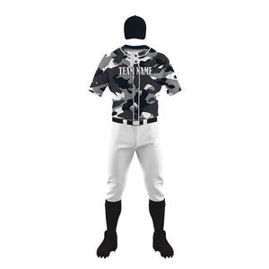 Uniforme de baseball camouflage personnalisé pour homme, imprimé par transfert thermique, jersey respirant 100% polyester, pantalon blanc, crampons noirs, adulte - Product Image 3