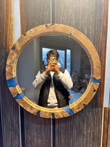 Elegant Resin Wood Inlay Wall Mirror Premium Decorative Frame Mirror for Luxury Home Interiors and Hotel Decor - Product Image 3