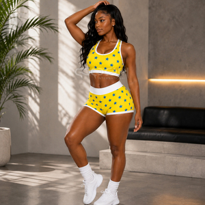 Cosh International Sisterhood Sorority Simple Back Sports <b>Bra</b> & High Waist Gym Shorts Set Breathable Lightweight Elastic Waist - Product Image 4