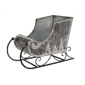 Nuevo Trineo Navideño para Interiores y Exteriores, Tamaño Personalizable, Ecológico, Color Personalizado, Trineo Clásico de Hierro Metálico con Diseño de Santa Claus - Product Image 1