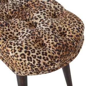 Panca profonda con bottone in sgabelli e pouf con stampa leopardata - Product Image 4