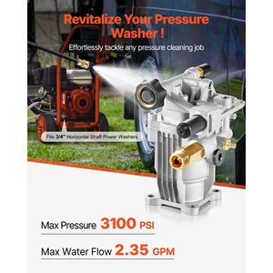 Pompa di ricambio per idropulitrice orizzontale da 3/4 pollici, 3100 PSI, 2.35 GPM, con kit di accessori per sifone - Product Image 2