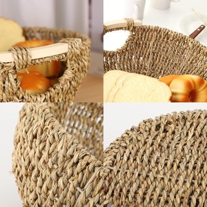 Eco Friendly Seagrass Storage and Serving <b>Tray</b> Handcrafted Woven <b>Basket</b> for Fruit Bread and Home Organization - Product Image 6