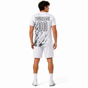 Custom Soccer Uniform White <b>Paint</b> Splatter Sublimation Football Jersey <b>Set</b> Men Away Kit Custom Sportswear Manufacturer - Product Image 4