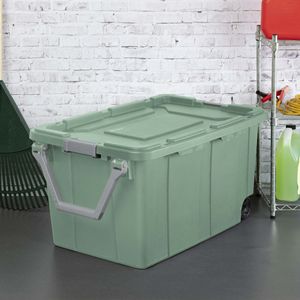 Contenitore di Stoccaggio in Plastica Extra Large da 40 Galloni con Ruote e Maniglia, Verde, Confezione da 2 - Product Image 4