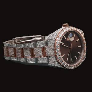 Reloj de Cuarzo con Diamantes Moissanite de Moda a Precio de Mayoreo, Reloj de Hombre Totalmente Cubierto de Plata 925 con Esfera de Cristal, Estilo Hip Hop, Edición Limitada, Fecha Automática - Product Image 4