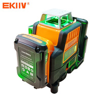 Niveau laser de construction industrielle EKIIV 360 ligne croisée verte 12 lignes 4D auto-nivelant machines-outils d'extérieur alimentation par batterie