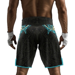 กางเกงมวย MMA ชาย พิมพ์ลายแบบ Sublimation แห้งเร็ว สีดำ กางเกง MMA ออกแบบเองได้ โลโก้ด้านหน้า ทรงปกติ กางเกงนักสู้ - Product Image 2