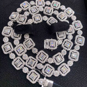 Collar de Cadena Cubana de Plata de Ley con Baño de Oro de 14K y Moissanita de 18mm, Certificado por IGI, Regalo para Mujeres, Hombres, Unisex - Product Image 1