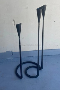 เชิงเทียนเหล็กดัดเหล็ก3แขนสีดำสำหรับตกแต่งคริสต์มาสด้วยมือปลอมที่ยึดโลหะสำหรับตกแต่งบ้านและของขวัญ - Product Image 4