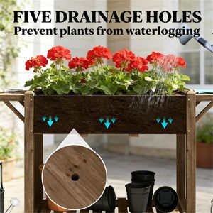 <b>Wooden</b> Elevated Garden <b>Bed</b> and Flowerpot <b>Box</b> Carbonized Planting Tray - Product Image 3
