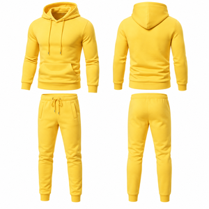 Ensemble de survêtement pour homme, sweat-shirt à capuche uni et pantalon de jogging, 2 pièces, vêtements de sport décontractés, vente en gros - Product Image 3