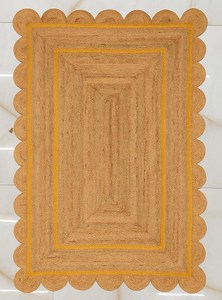 Alfombra de Yute Tejida a Mano Estilo Rústico Chic con Borde Festoneado para Decoración del Suelo - Product Image 3