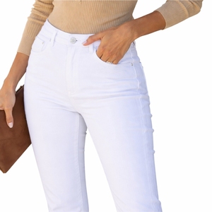 Jeans de Mezclilla Casuales de Cintura Alta para Mujer, Corte Ajustado, Transpirables, Rectos, Pantalones de Verano, OEM Personalizados - Product Image 4